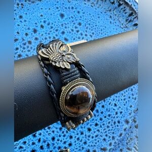 Handcrafted Handmade Black Bracelet with Stone